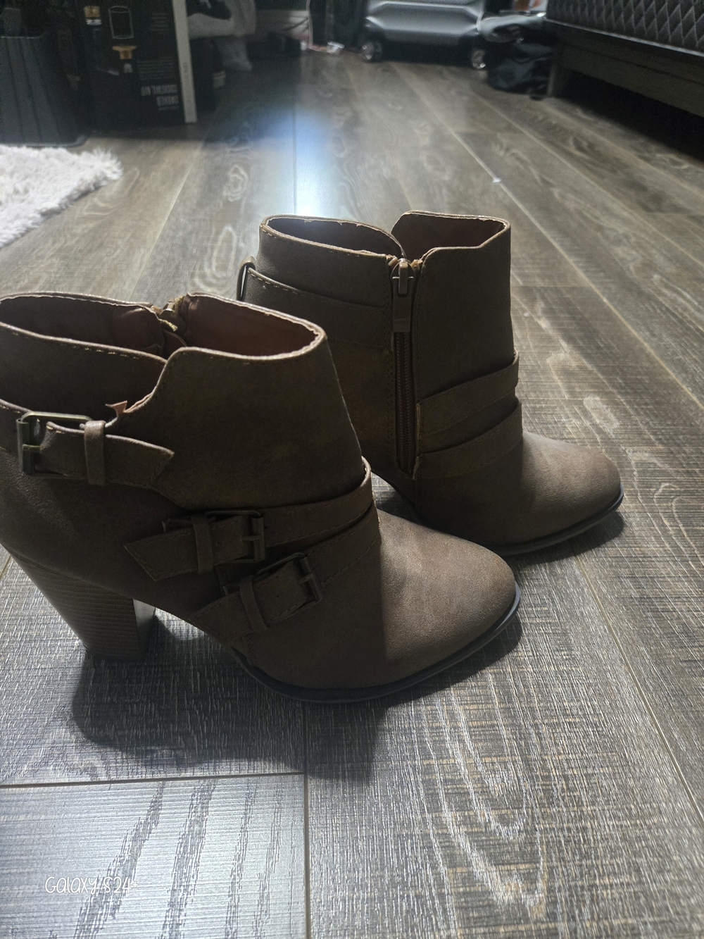 Women’s Brown Buckle Ankle Boots - Stylish Heeled Booties